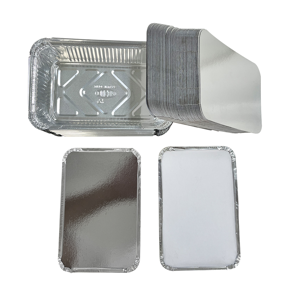 Disposable Takeout Pans Aluminum Foil Food Container With Lid To Go Food Package Rectangle Foil Box For Food Storage